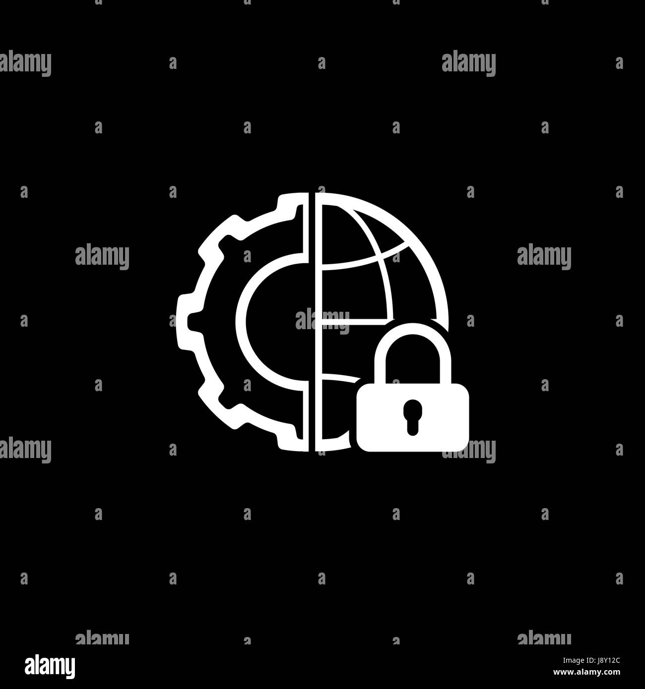 Global Security Icon. Flat Design. Stock Vector