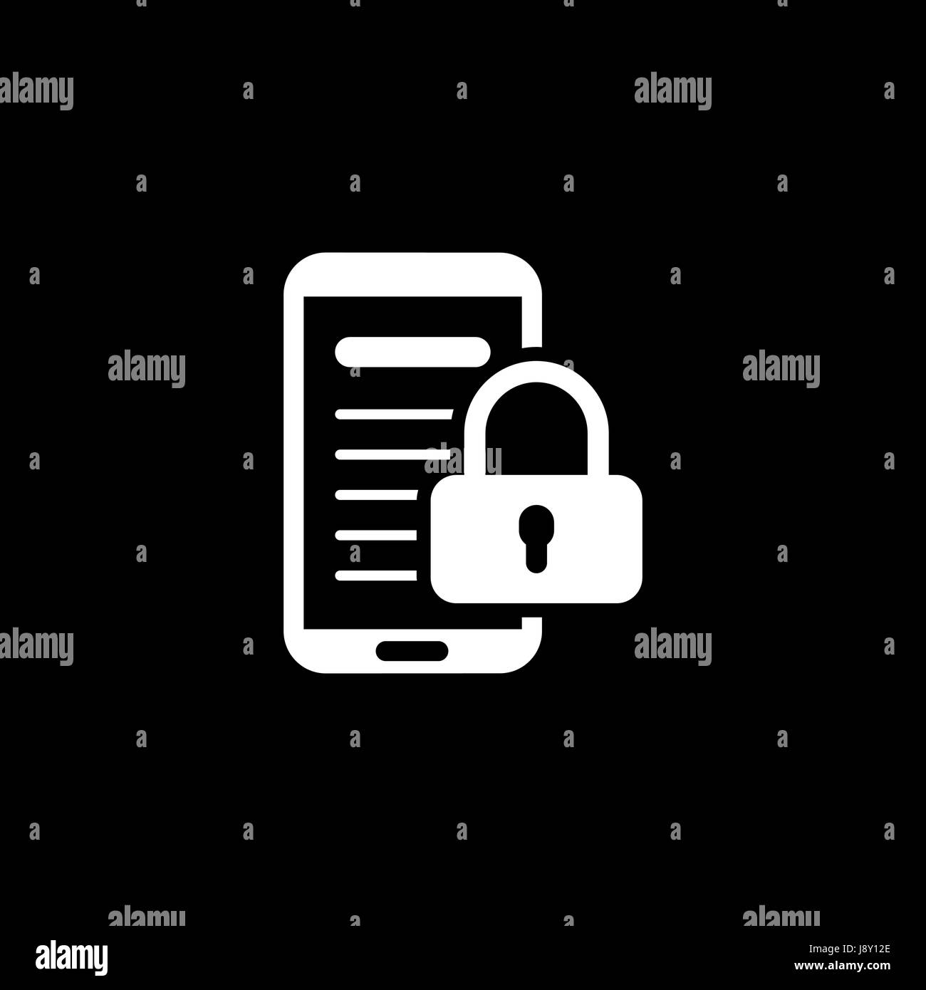 Mobile Security Icon. Flat Design. Stock Vector
