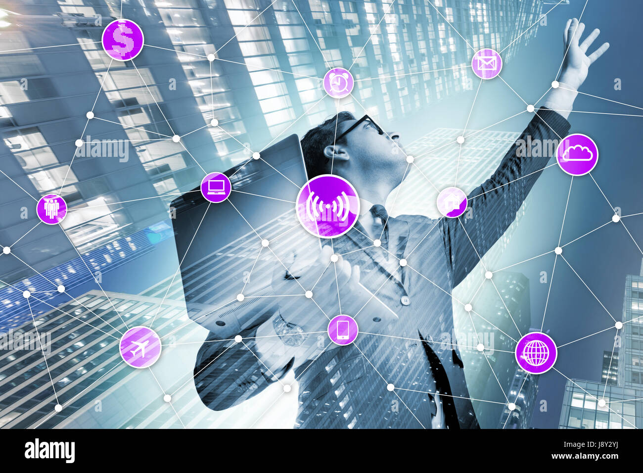 Internet of things concept with businessman Stock Photo - Alamy