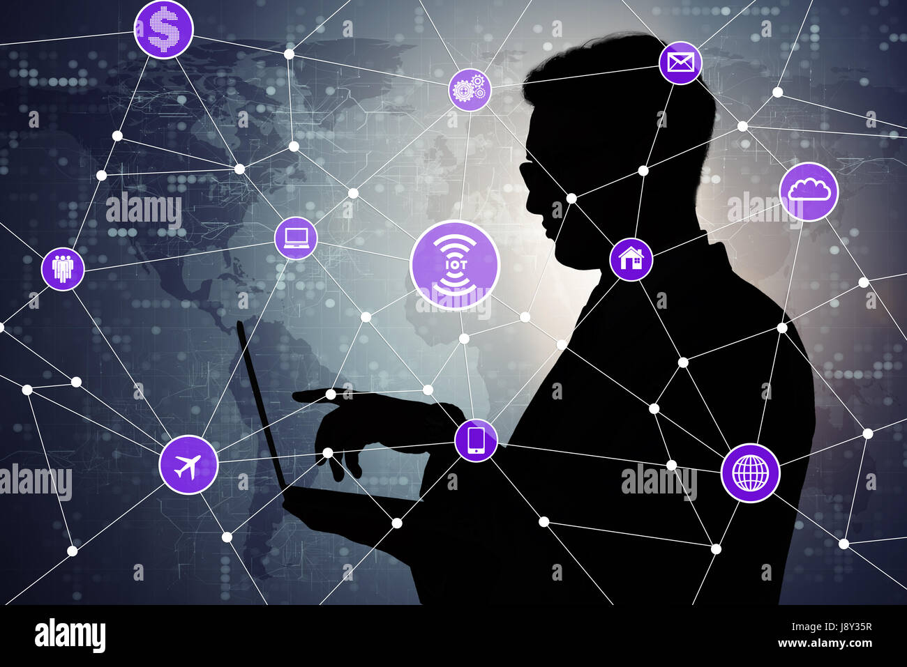 Internet of things concept with businessman Stock Photo - Alamy