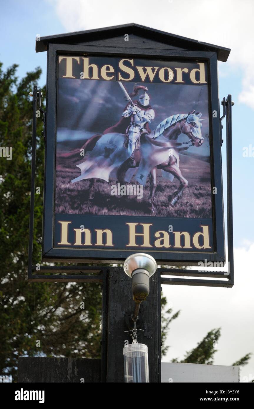 The Sword Inn Hand sign,Westmill, Hertfordshire Stock Photo