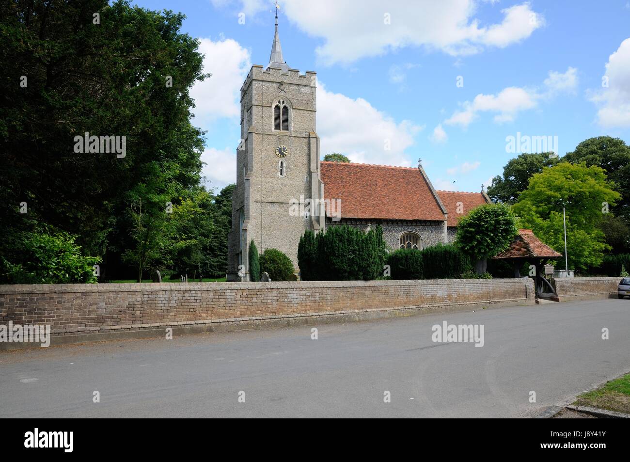 St Mary the Virgin Church,Westmill, Hertfordshire, dates back to Saxon times with long and short work Stock Photo