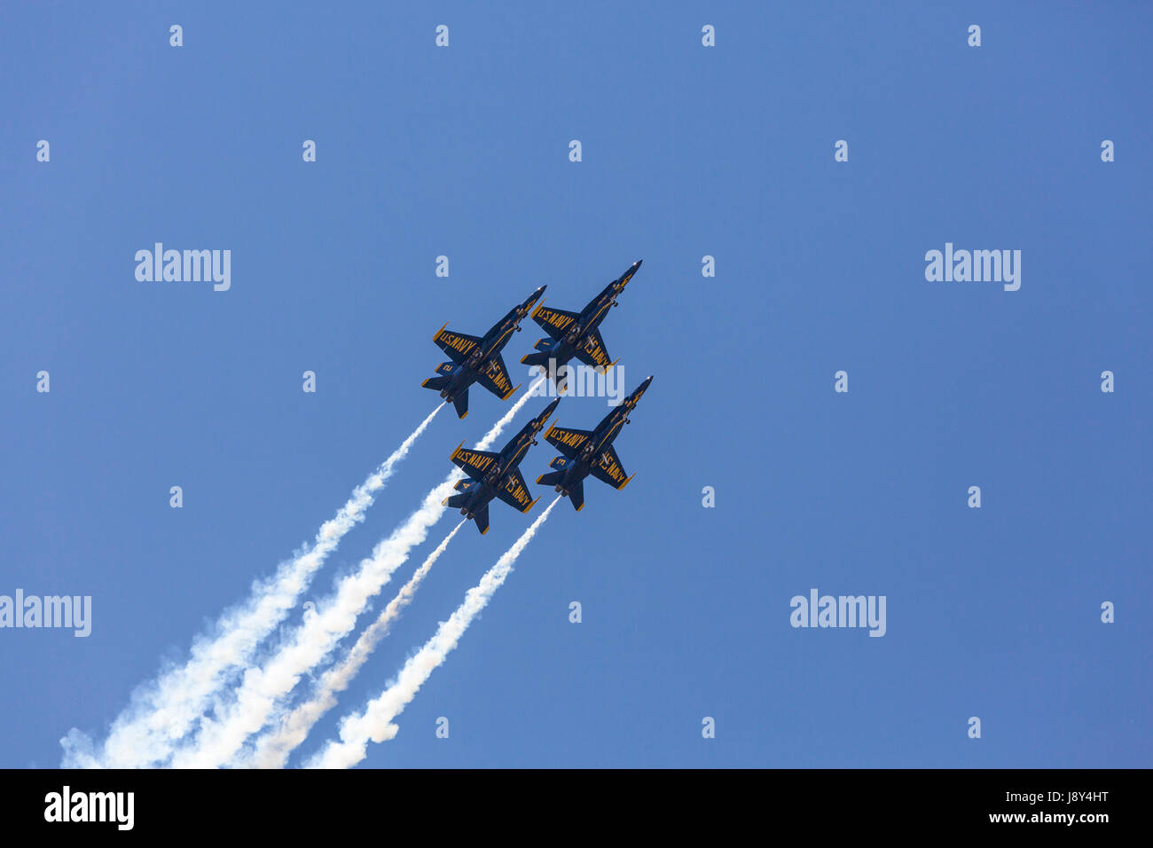 The US Navy Blue Angels, air acrobatic team at the Air National Guard Airshow in Sioux Falls, South Dakota, USA. Stock Photo