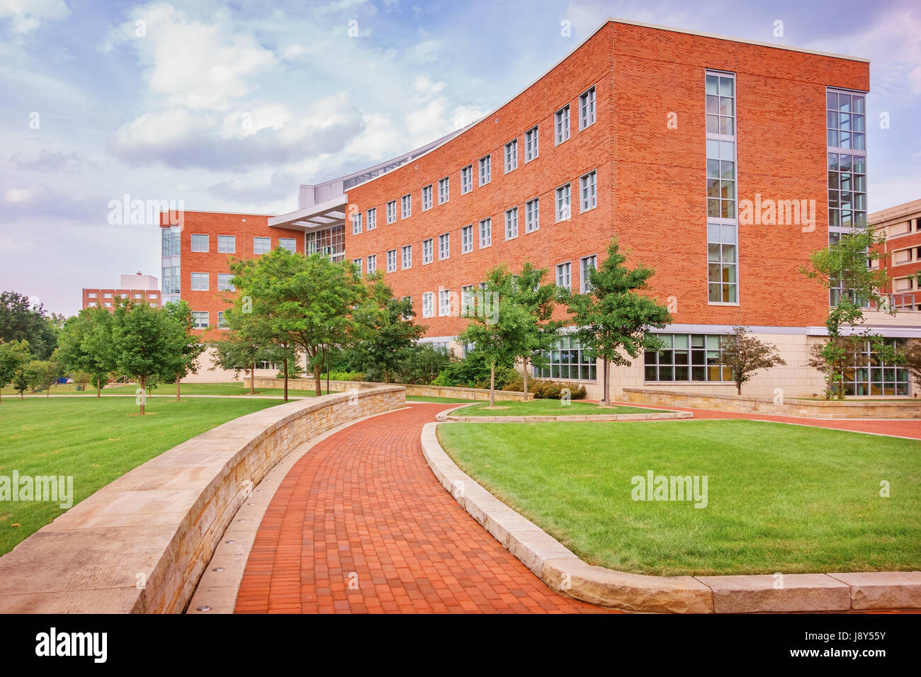Path leading towards buildings at the Pennsylvania State University campus in State College ...