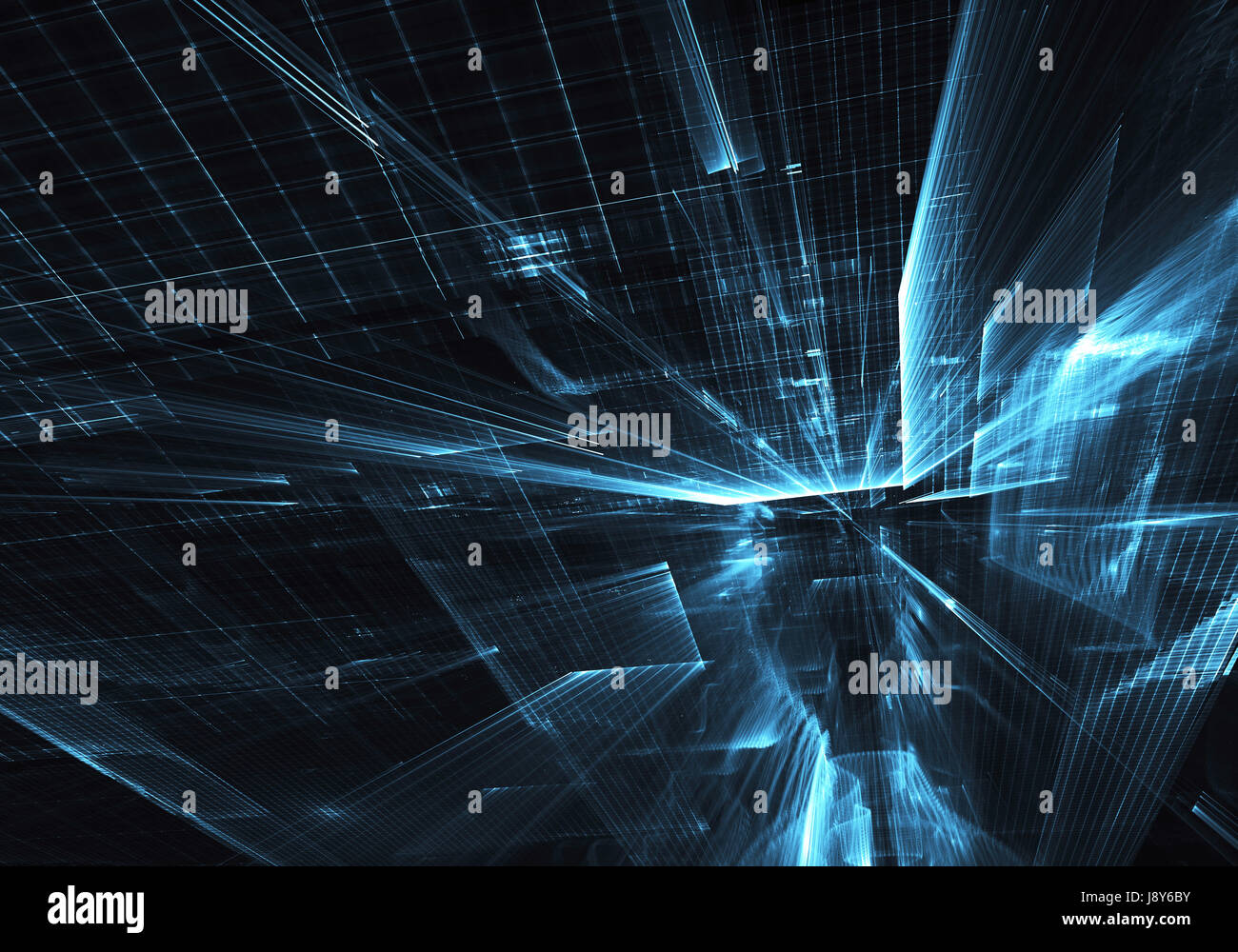 Computer generated abstract technology image. Three-dimensional fractal ...