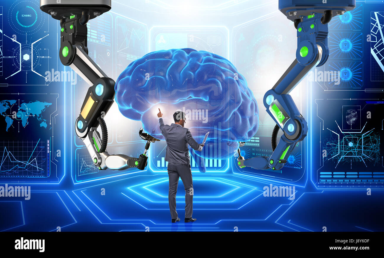 Artificial intelligence concept with businessman Stock Photo - Alamy