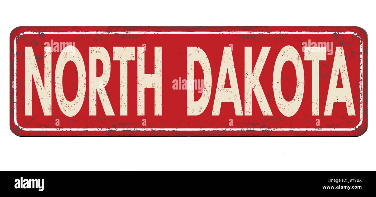 North Dakota vintage rusty metal sign on a white background, vector illustration Stock Vector