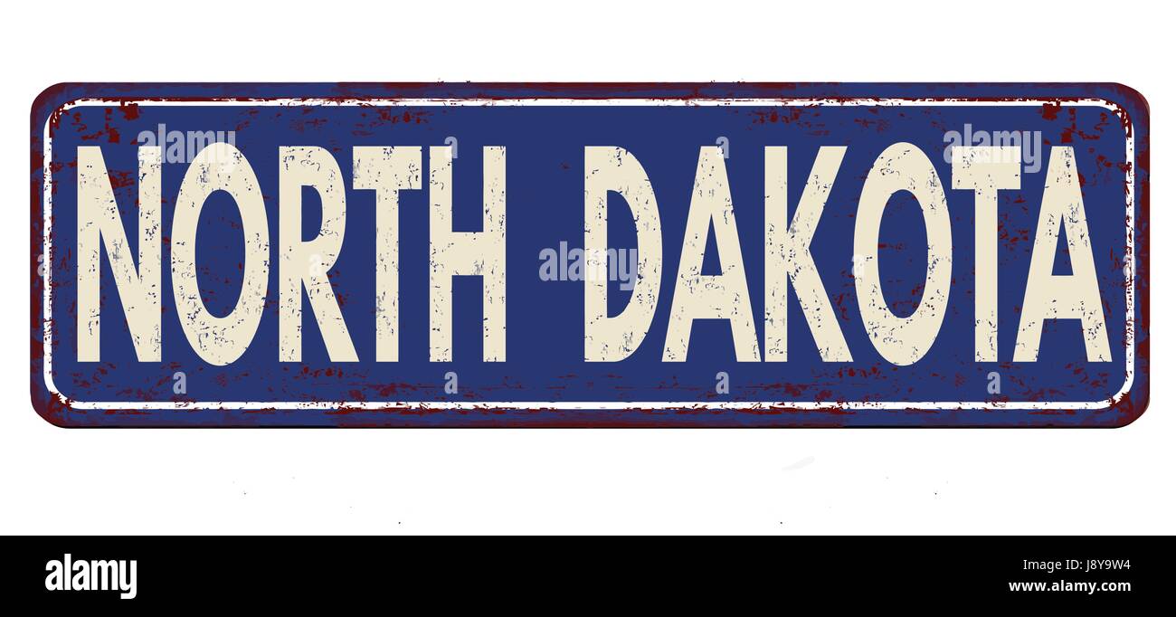 North Dakota vintage rusty metal sign on a white background, vector illustration Stock Vector