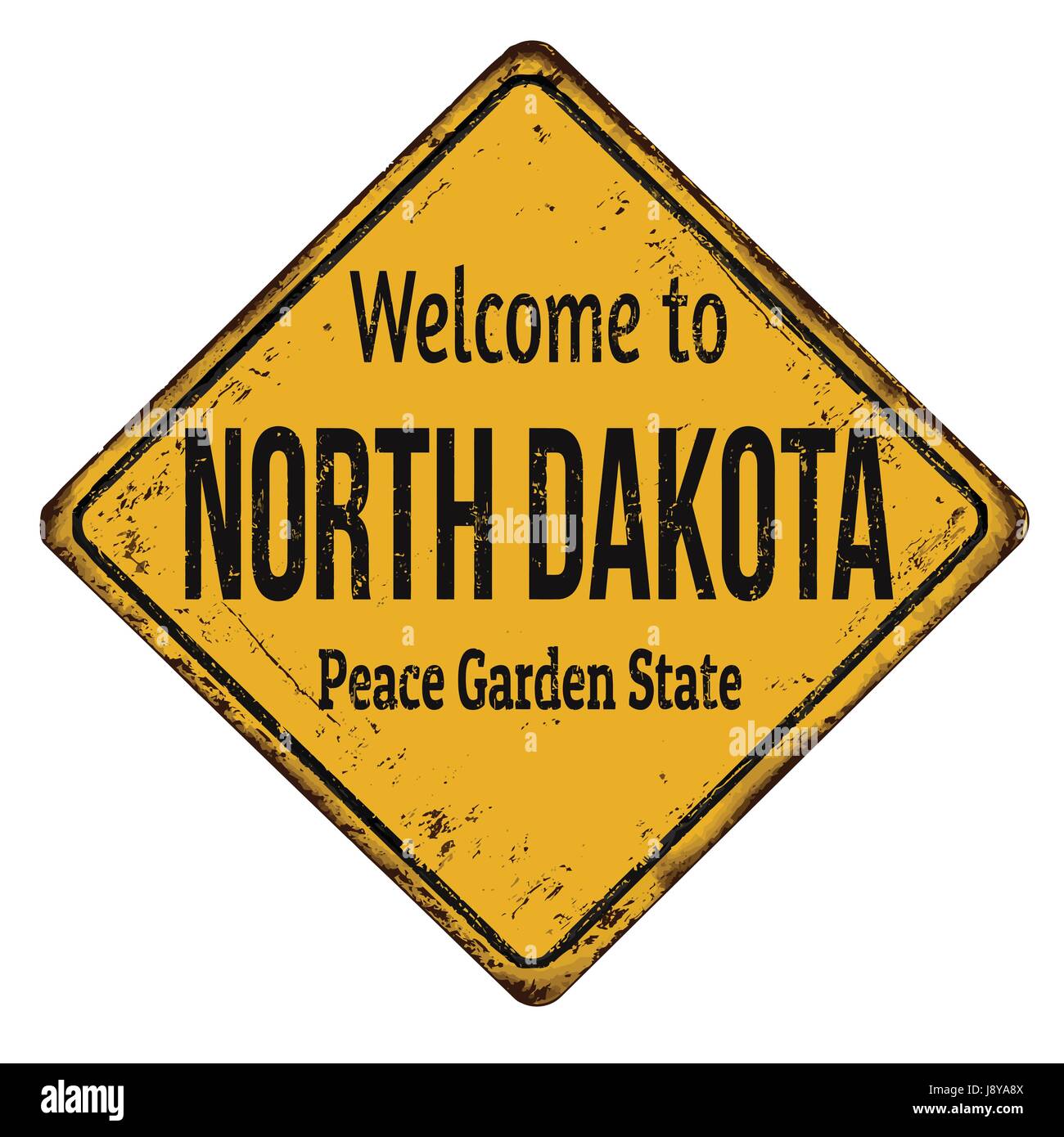 Welcome to North Dakota vintage rusty metal sign on a white background, vector illustration Stock Vector