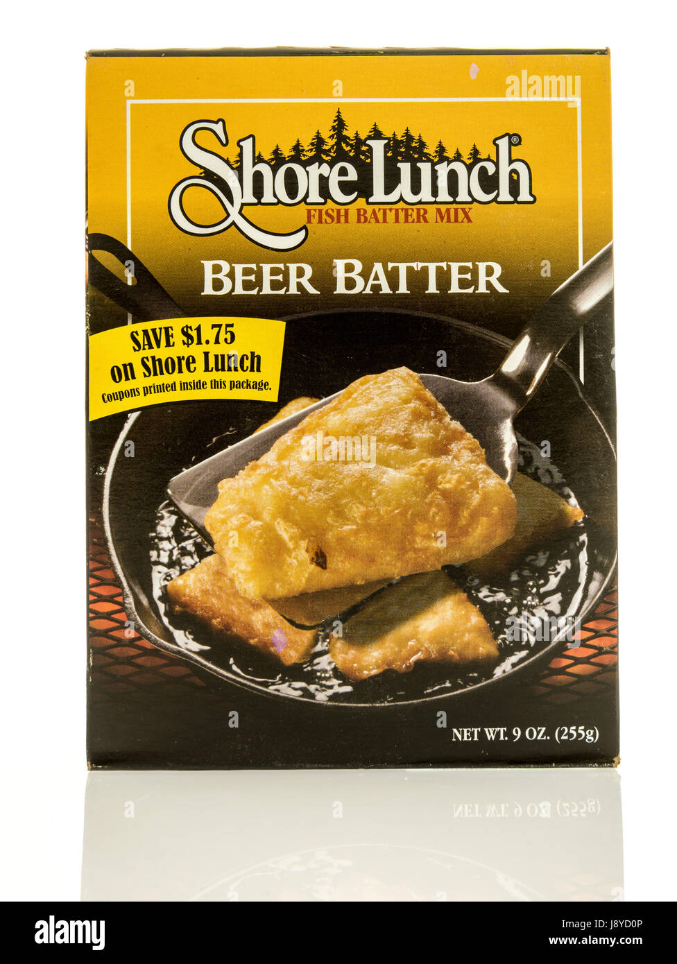 Winneconne, WI 13 May 2017 A box of Shore Lunch fish beer batter mix