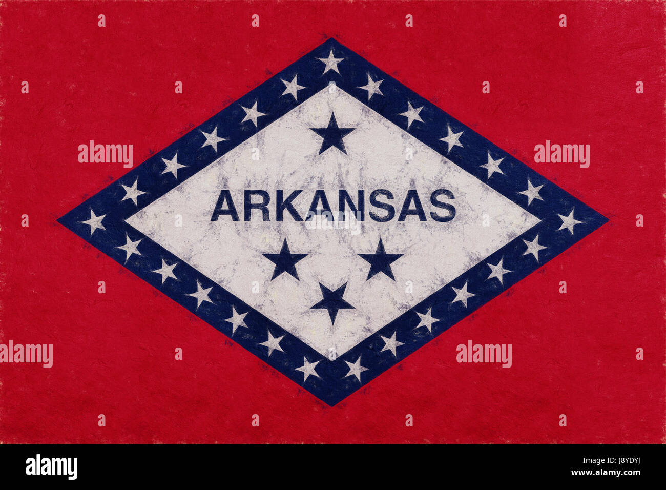 Illustration of the flag of Arkansas state in America with a grunge look Stock Photo