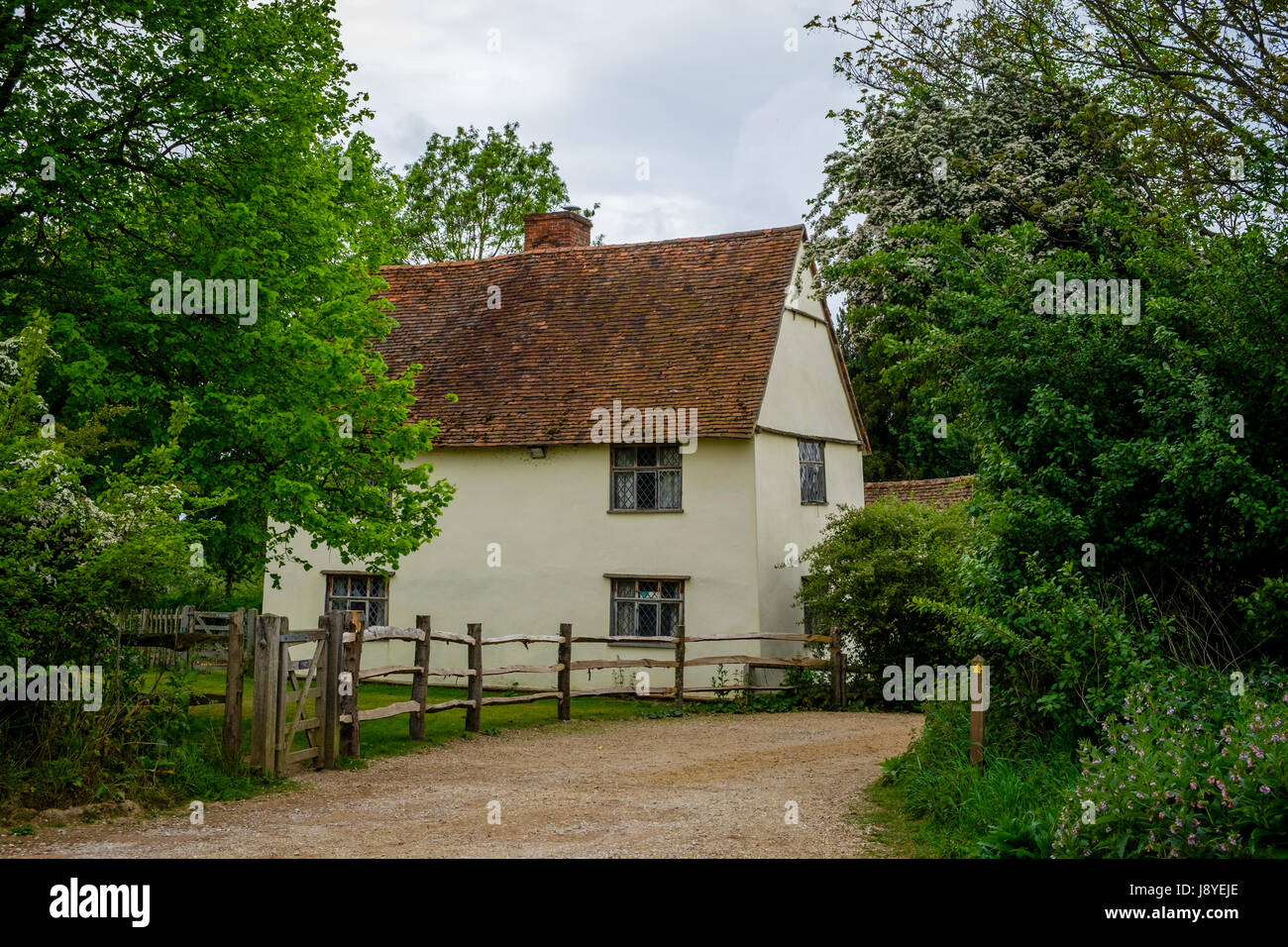 Willy Lotts House, near Deadham Lock and Flatford Mill on the River Stour,   East Bergholt, Suffolk , UK. The area refered to as 'Constable Country',  Stock Photo