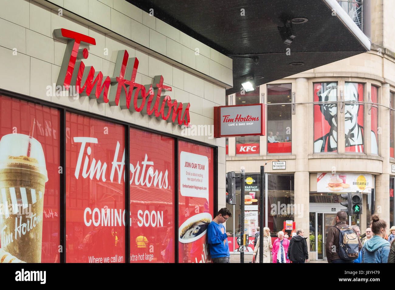 Tim Hortons, Glasgow, Scotland, UK - the first outlet in the UK - a few days before opening Stock Photo