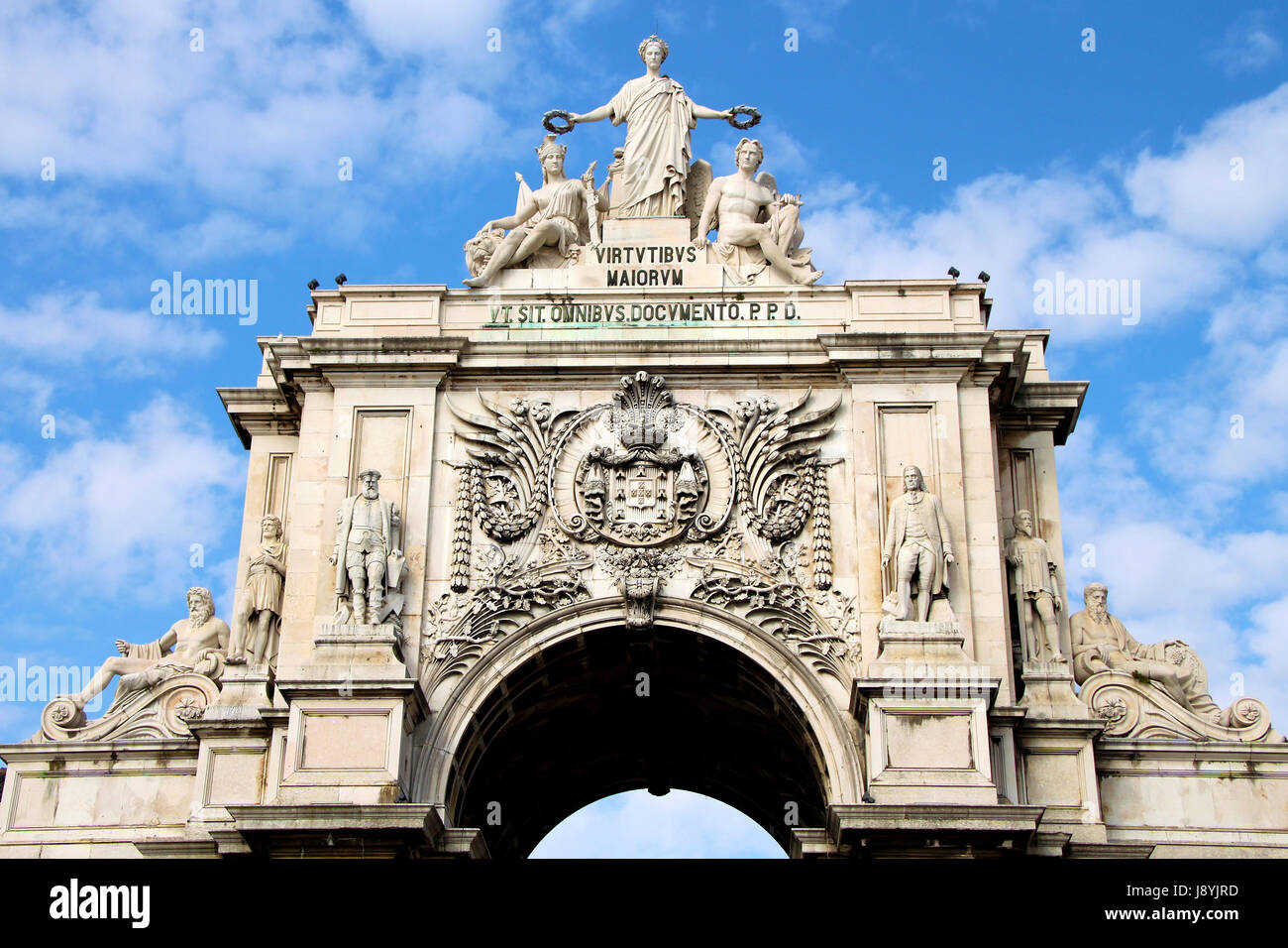 portugal, lisbon, triumphal arch, allegory, historical, statue, old town, Stock Photo