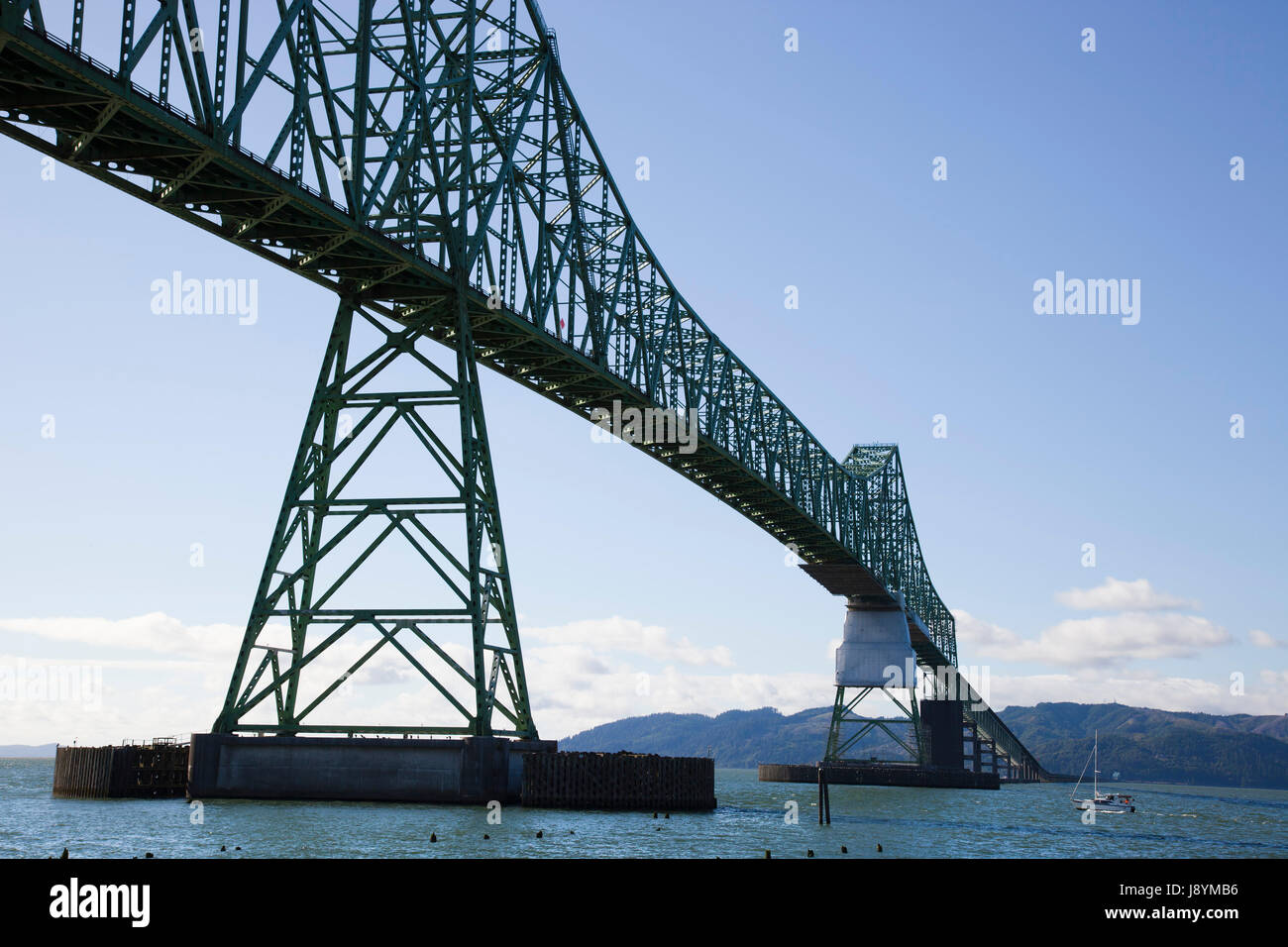 Astoria-Meger bridge over Columbia river connecting Oregon State to Washington State, Astoria, Oregon, USA, America Stock Photo