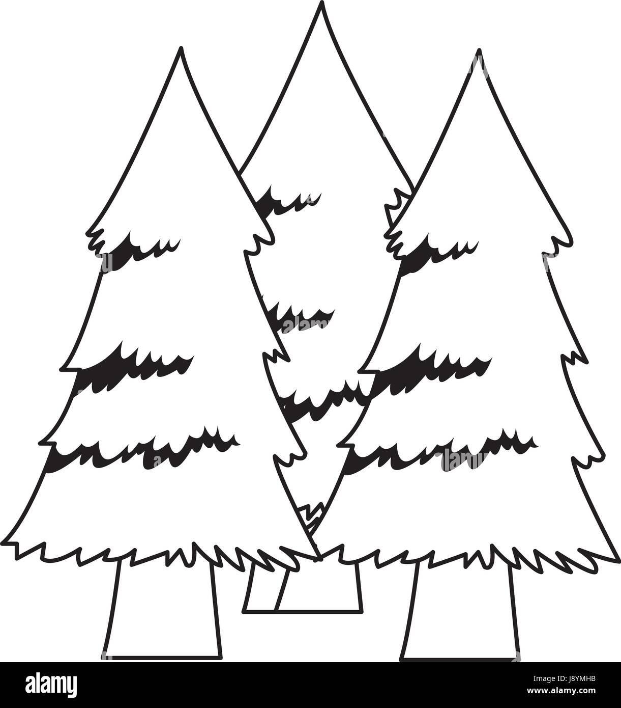 forest pine trees foliage natural trunk icon Stock Vector Image & Art ...