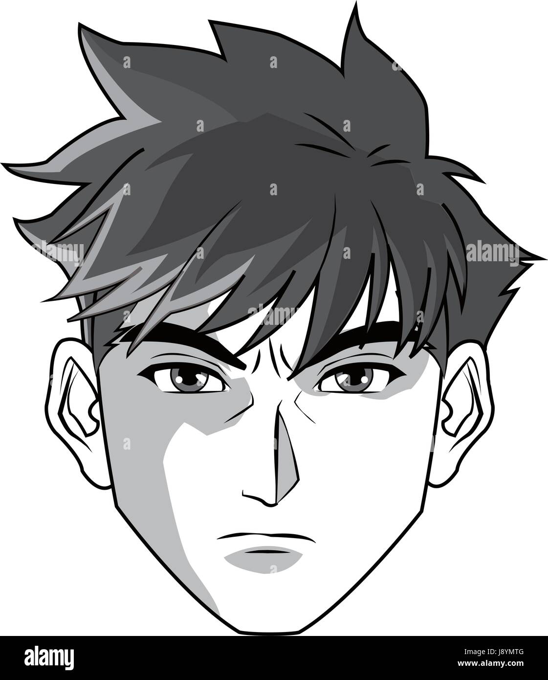 How to Draw a Basic Manga Man Head Front View  StepbyStep Pictures   How 2 Draw Manga