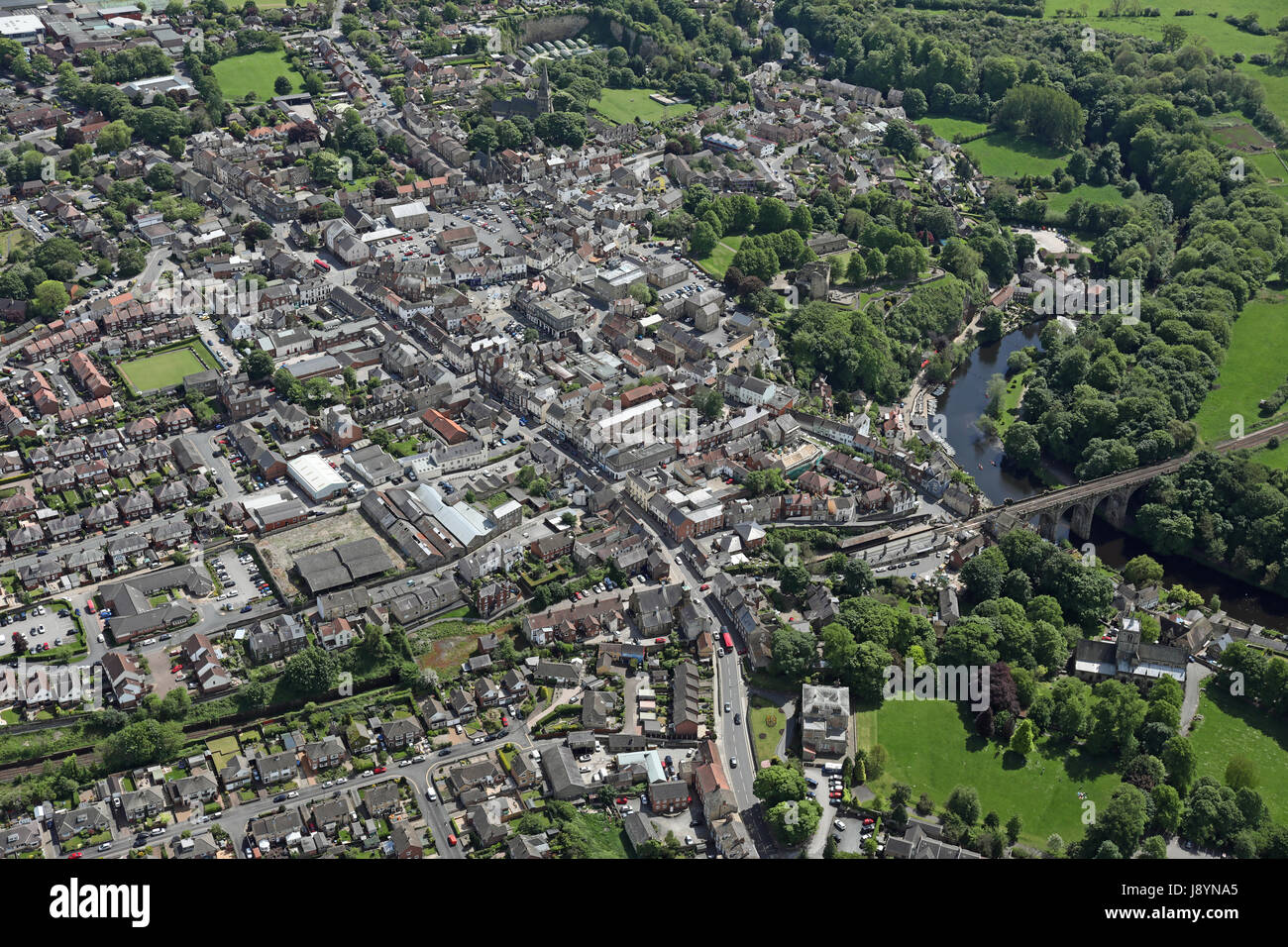 aerial view of Knaresborough town centre, North Yorkshire, UK Stock Photo Alamy
