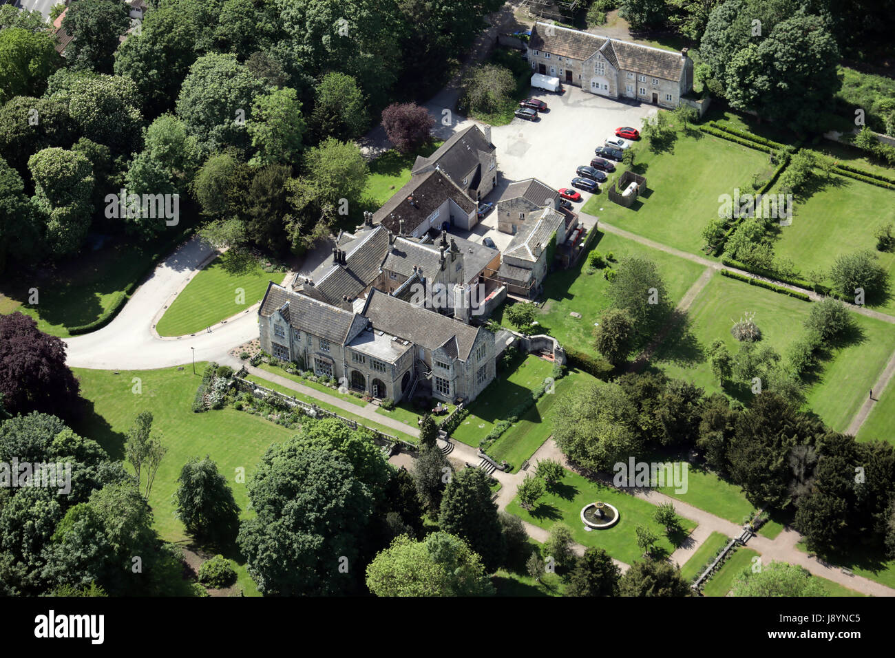 aerial view of Monk Fryston Hall, Yorkshire, UK Stock Photo