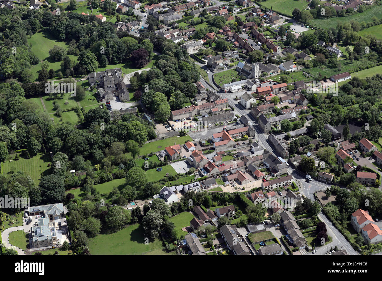 aerial view of Monk Fryston Hall, Yorkshire, UK Stock Photo
