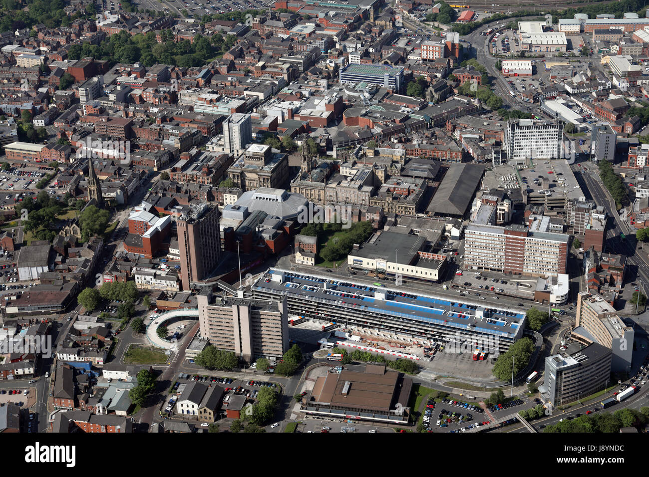 aerial view of Preston city centre, Lancashire, UK Stock Photo
