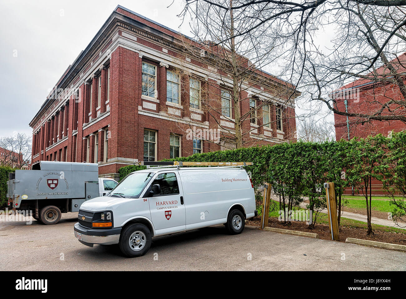 Cambridge, USA April 29, 2015 Cars at Robinson Hall in Harvard Yard