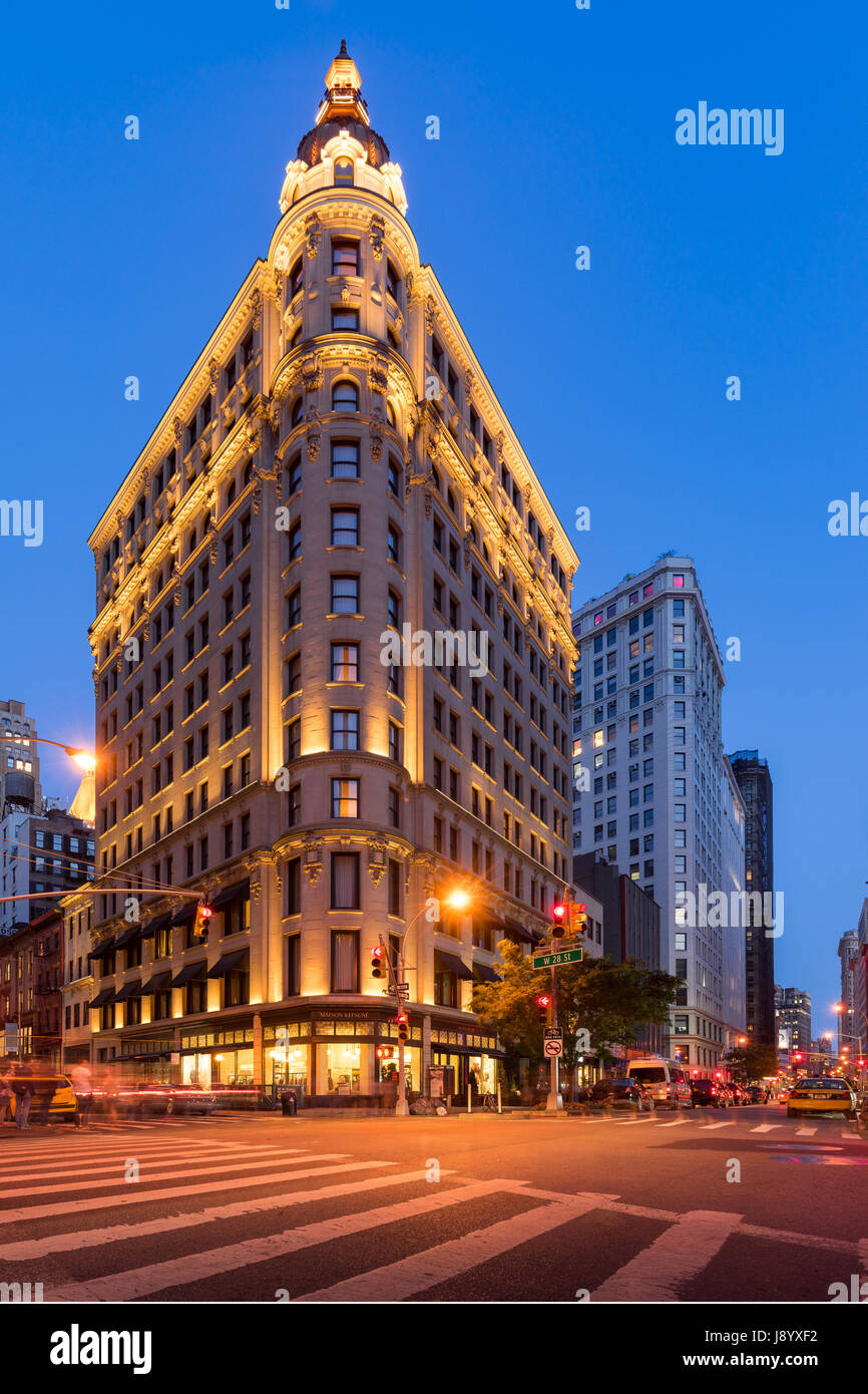 Twilight at the NoMad Hotel on Broadway in the Flatiron District. Midtown, Manhattan, New York City Stock Photo