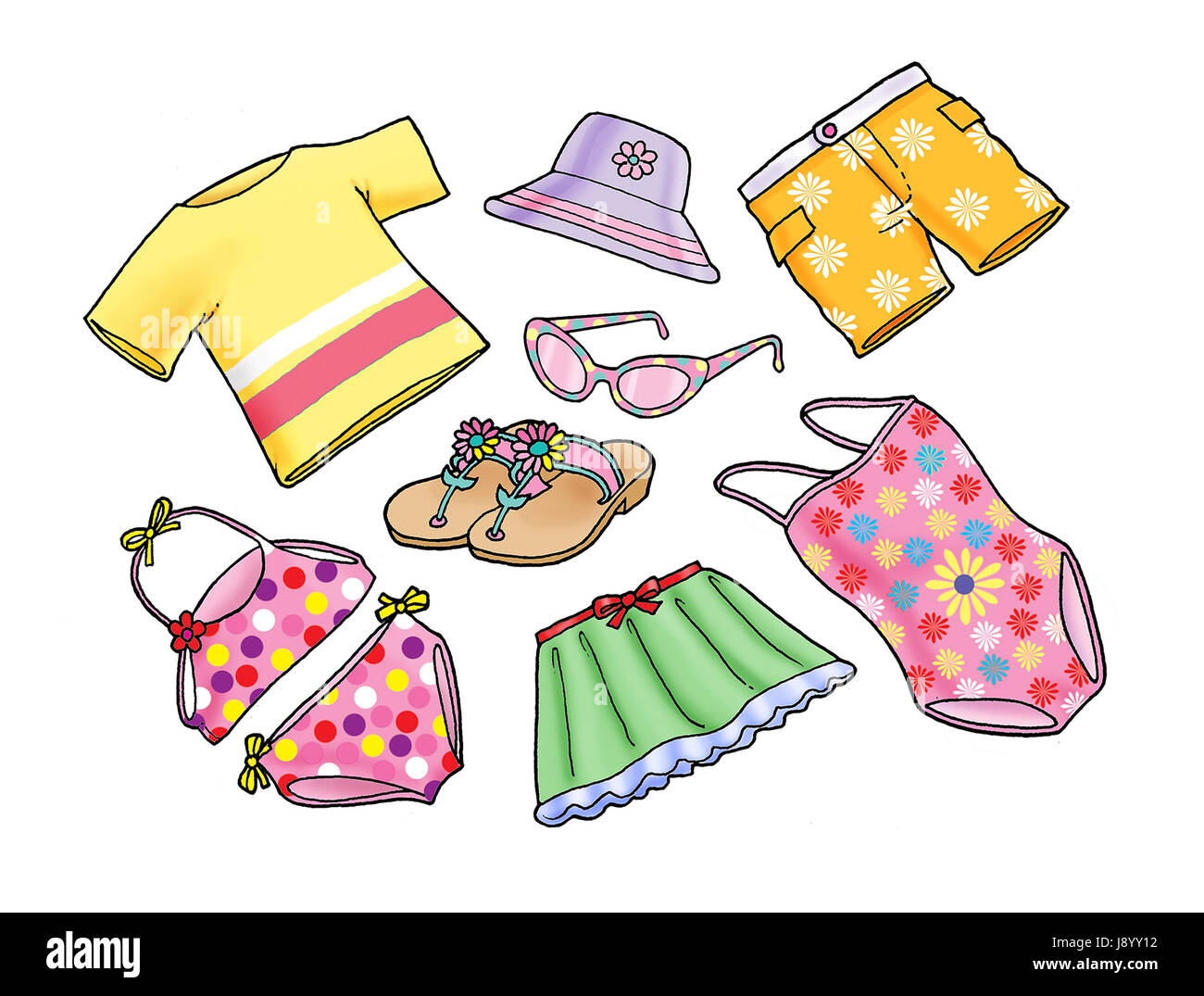 Beach Kid Clothes And Accessory Jpg Illustration Stock Photo Alamy