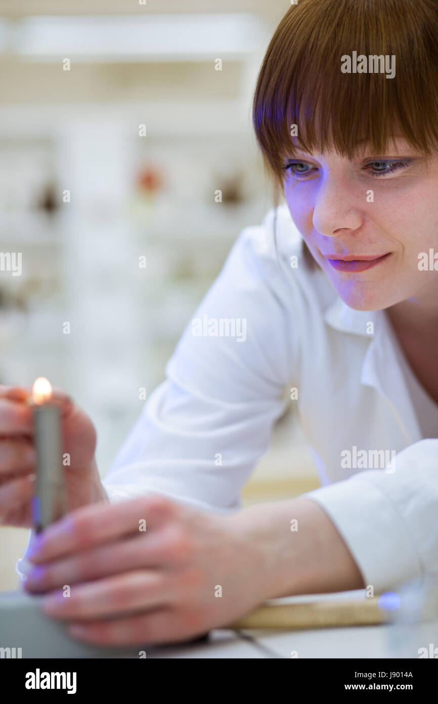 woman, experiment, flame, flames, chemist, laboratory, burner