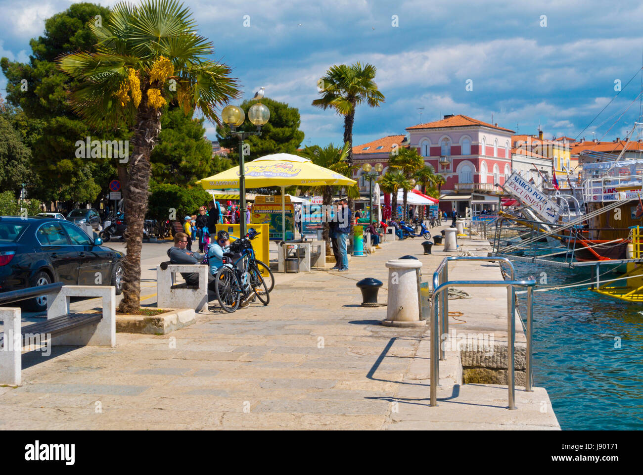 Riva, seaside promenade, Obala Marsala Tita, Porec, Istria, Croatia Stock Photo