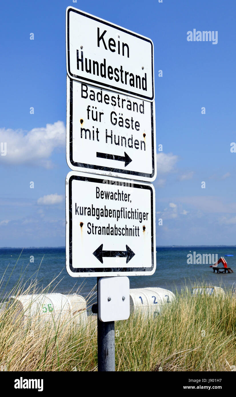 sign, signal, beach, seaside, the beach, seashore, signposts, german, Stock Photo