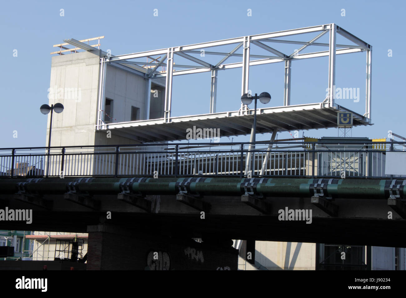 bridge, new, new building, scaffold, scaffolding, building industry, old, Stock Photo
