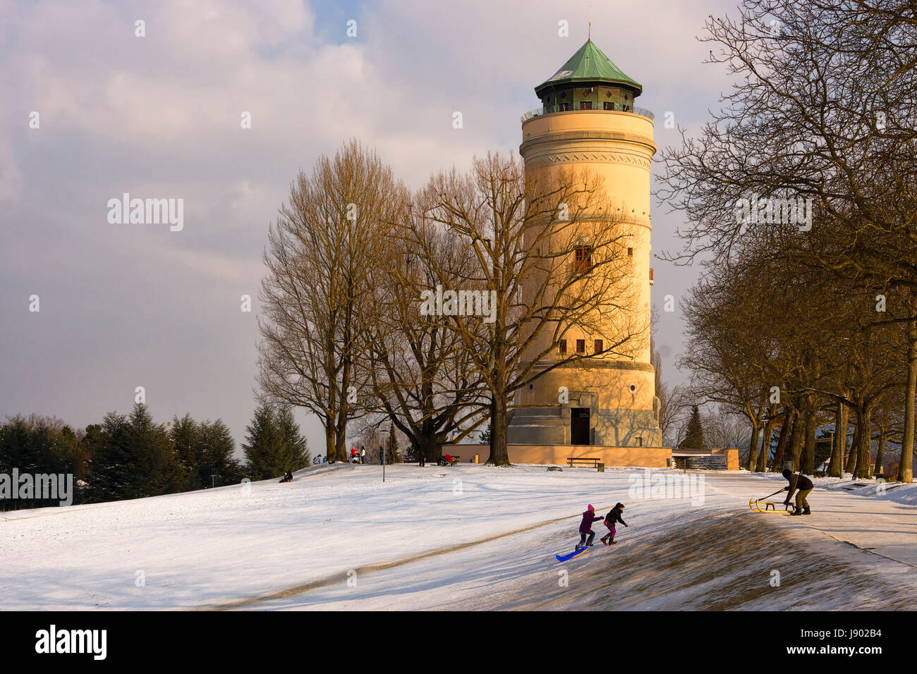winter pleasures on the water tower Stock Photo