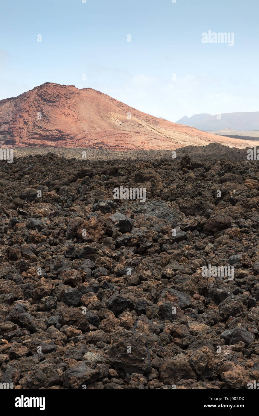 Lanzarote landscape - Volcanos and Lava flows, Los Hervideros, Lanzarote, Canary Islands Europe Stock Photo