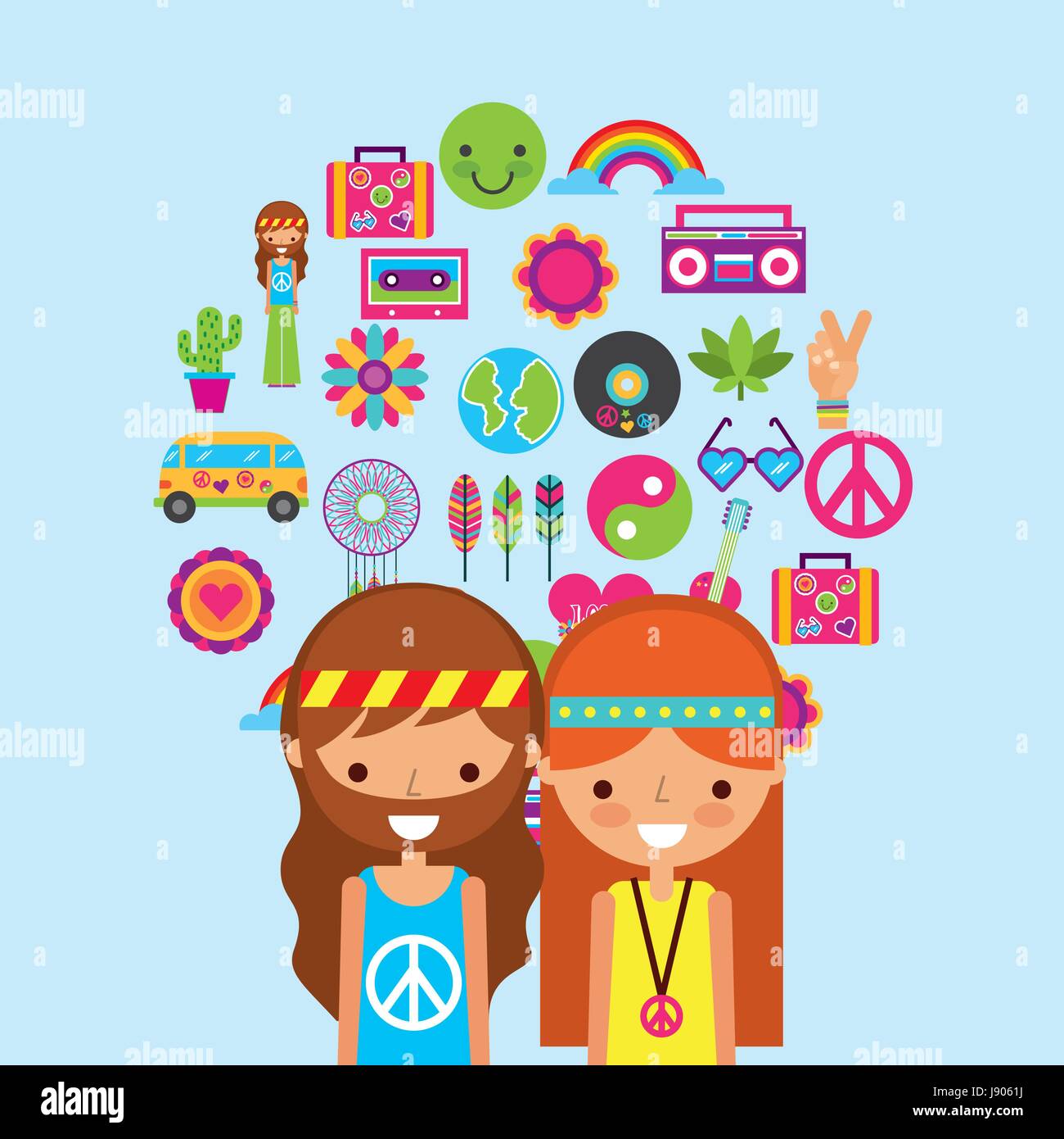 hippies scenery cartoon Stock Vector Image & Art - Alamy