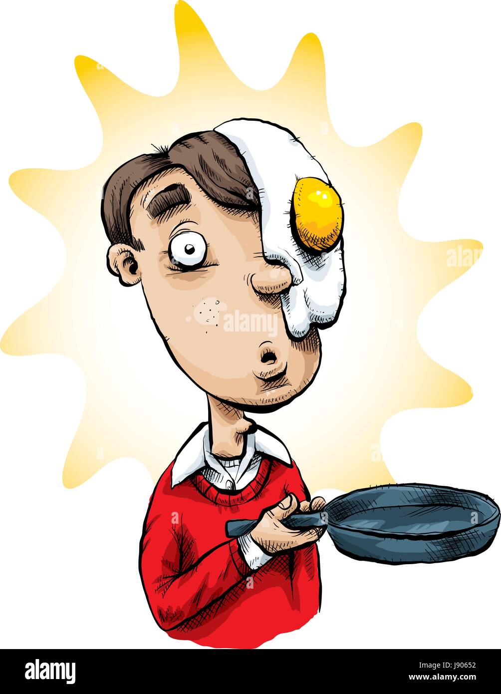 A Cartoon Man Who Had A Frying Pan Accident And Flipped Egg On His Face Stock Vector Image Art Alamy