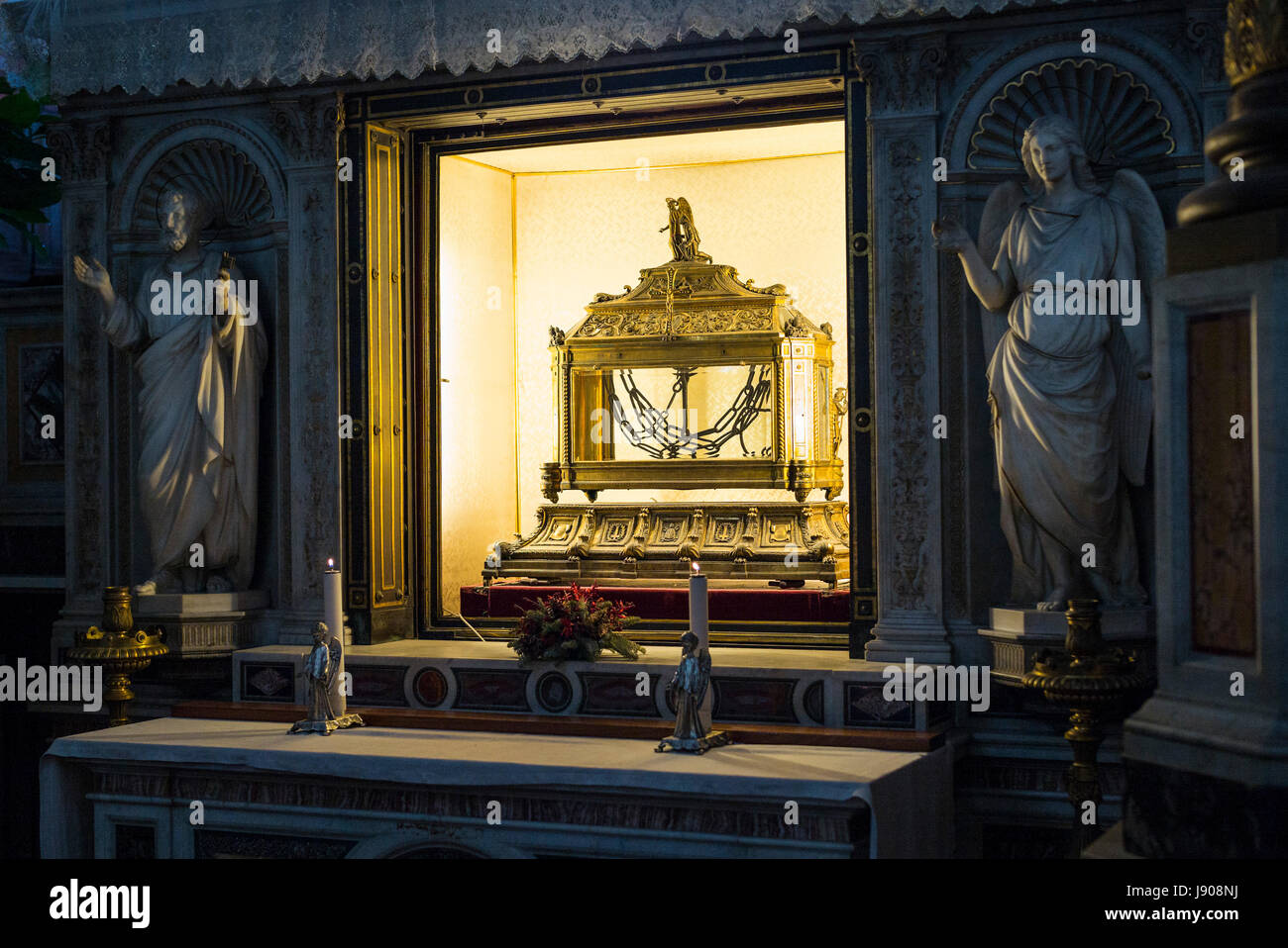 Rome. Italy. Basilica di San Pietro in Vincoli, reliquary containing the chains of St Peter. Stock Photo