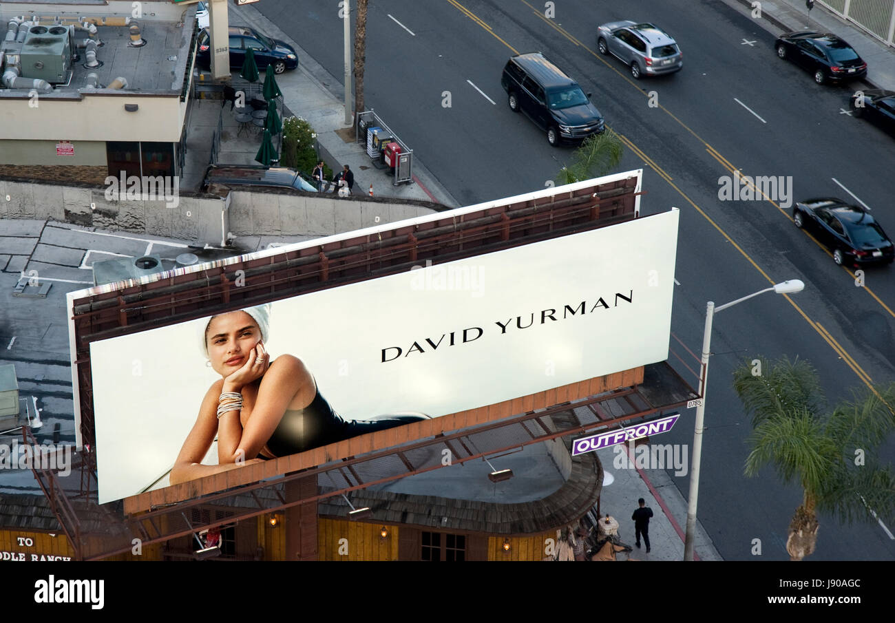 Aerial view of a fashion billboard on the Sunset Strip Stock Photo