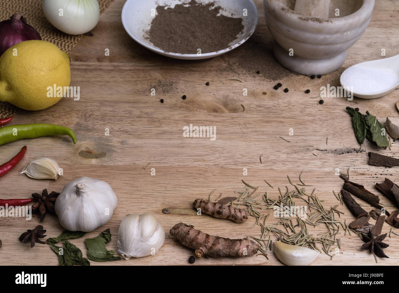 Asian spices collection for cooking Stock Photo