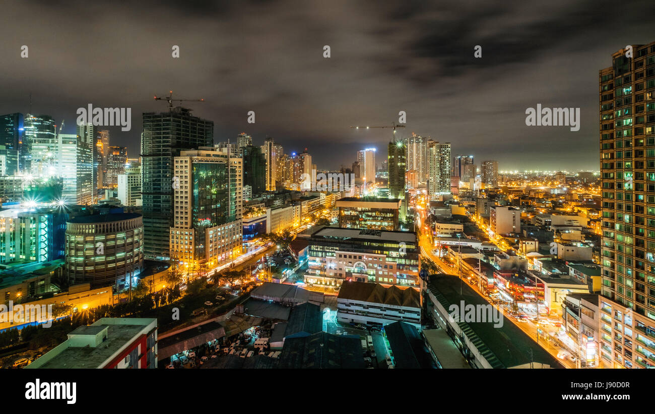 Makati cityscape at night Stock Photo