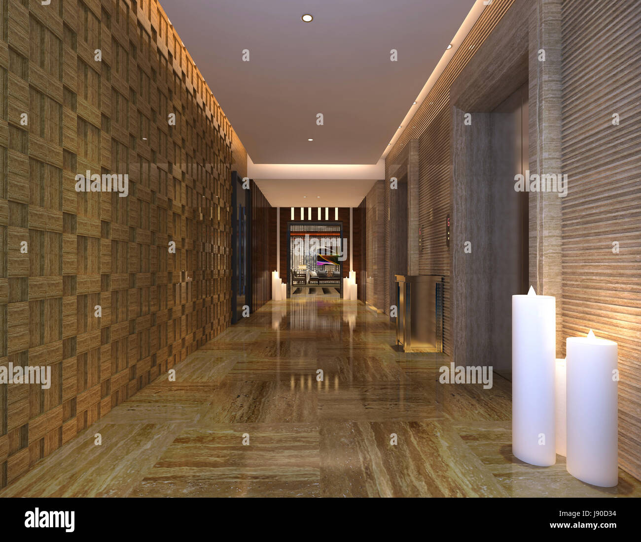 Interior Modern Hotel Corridor 3D Illustration Stock Photo - Alamy