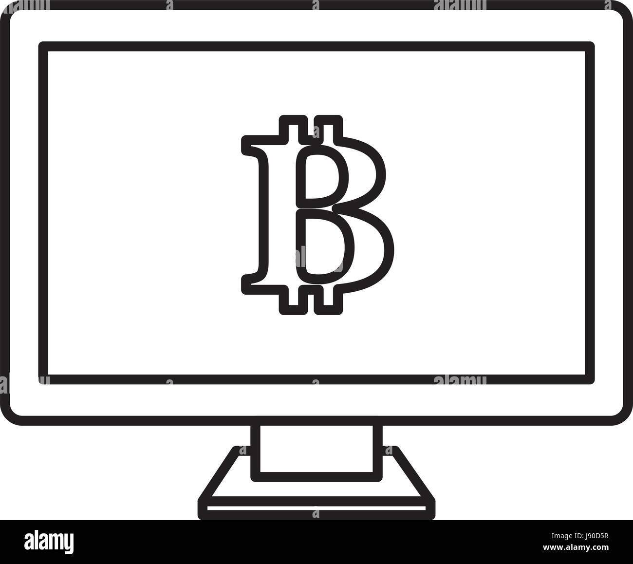 computer with bitcoin symbol Stock Vector Image & Art - Alamy