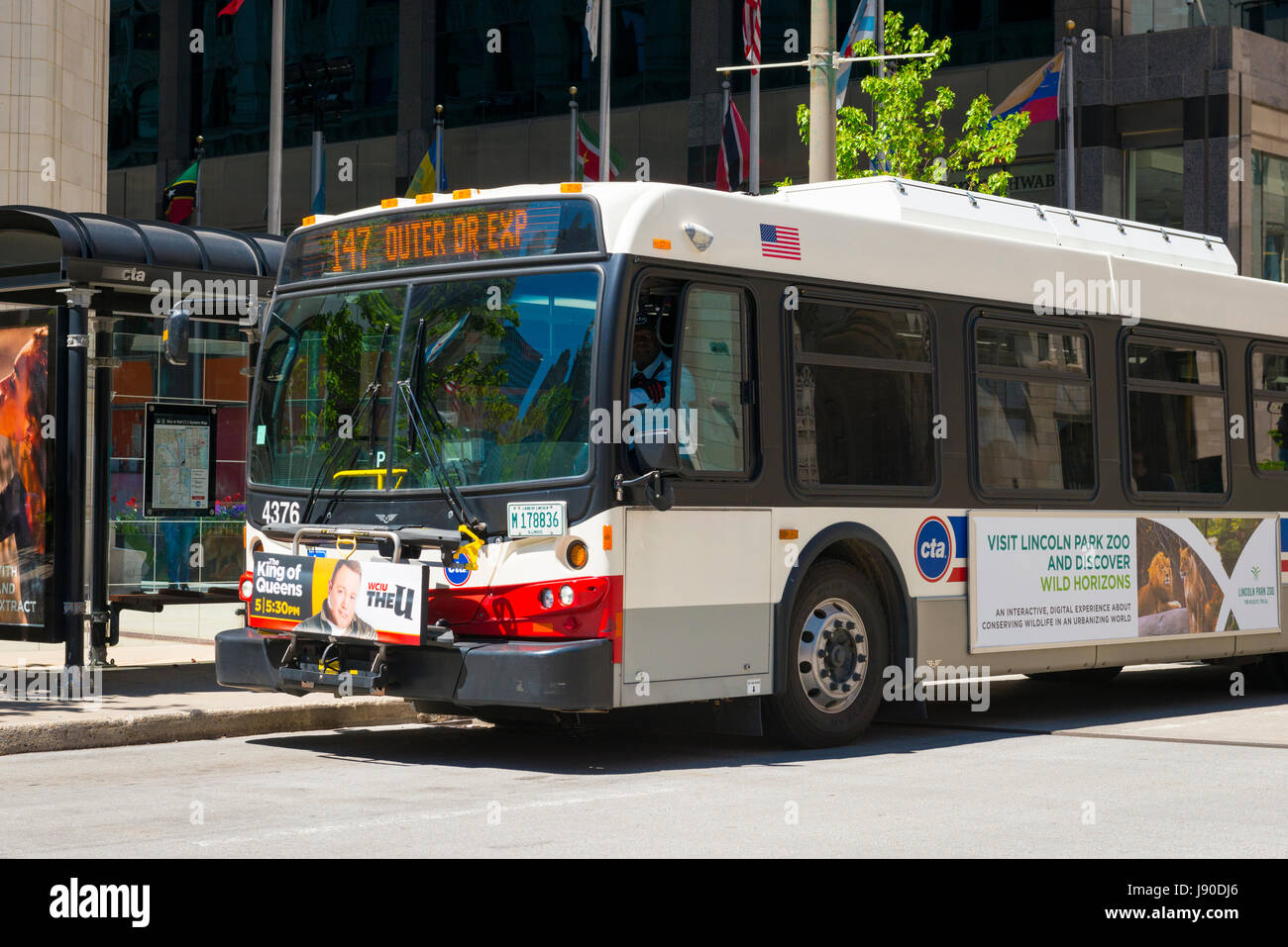 Chicago Illinois Near North Side Michigan Avenue CTA 147 bus public ...