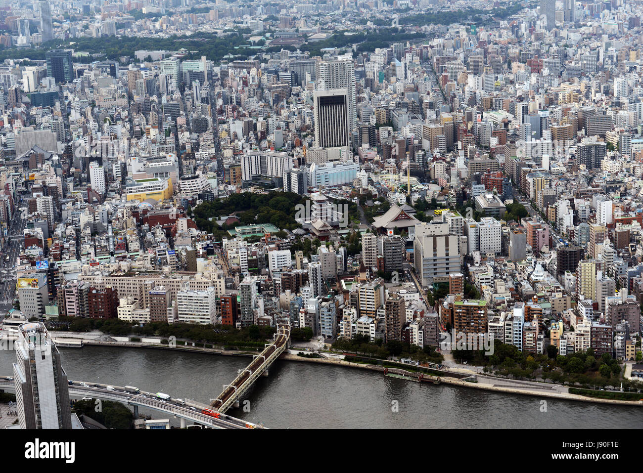 Views of Tokyo as seen from the top of the Tokyo skytree. Stock Photo