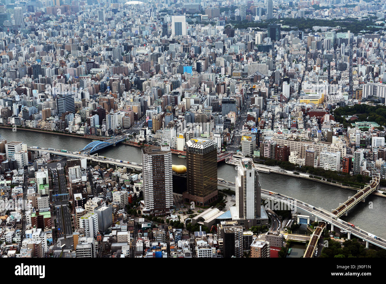Views of Tokyo as seen from the top of the Tokyo skytree. Stock Photo