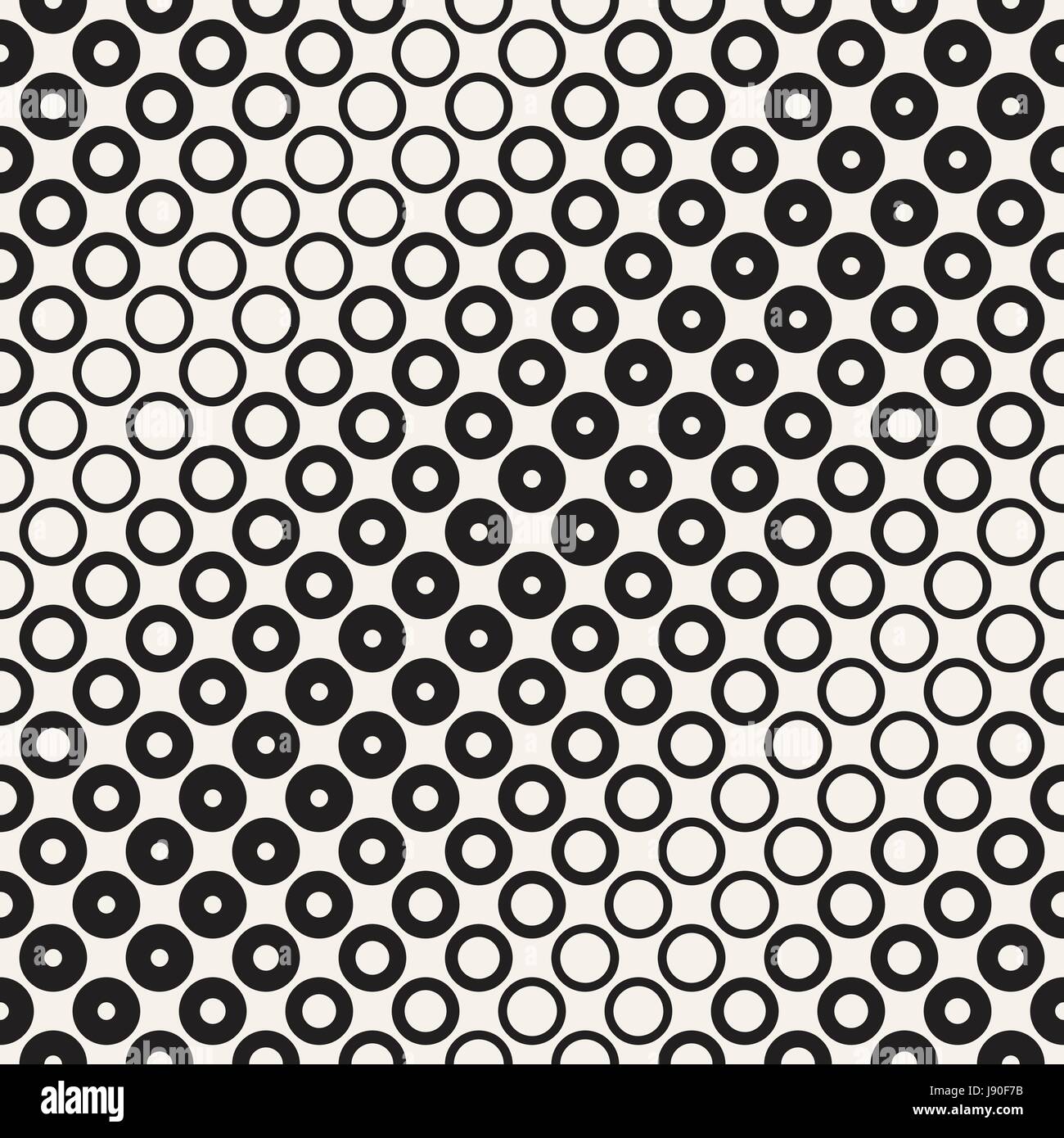 Abstract black and white ring pattern background. Seamless geometric ...