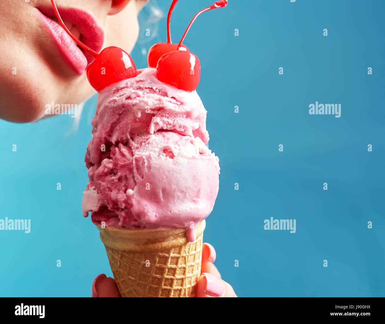Pink ice cream cone Stock Photo