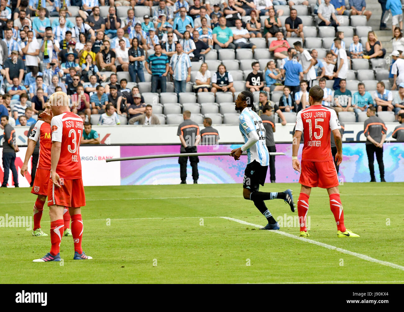 Munich's Abdoulaye Ba (l) and Stefan Mugosa celebrate the 1:1 goal during  the German 2nd Bundesliga, Stock Photo, Picture And Rights Managed  Image. Pic. PAH-170514-99-446919-DPAI
