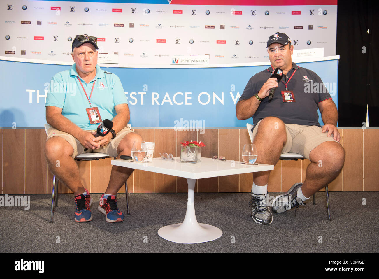 Bermuda. 30th May, 2017. Iain Murray, America's Cup Race Management Regatta Director and Richard Slater, Head of rules and umpiring give a morning briefing to media. America's Cup. Credit: Chris Cameron/Alamy Live News Stock Photo
