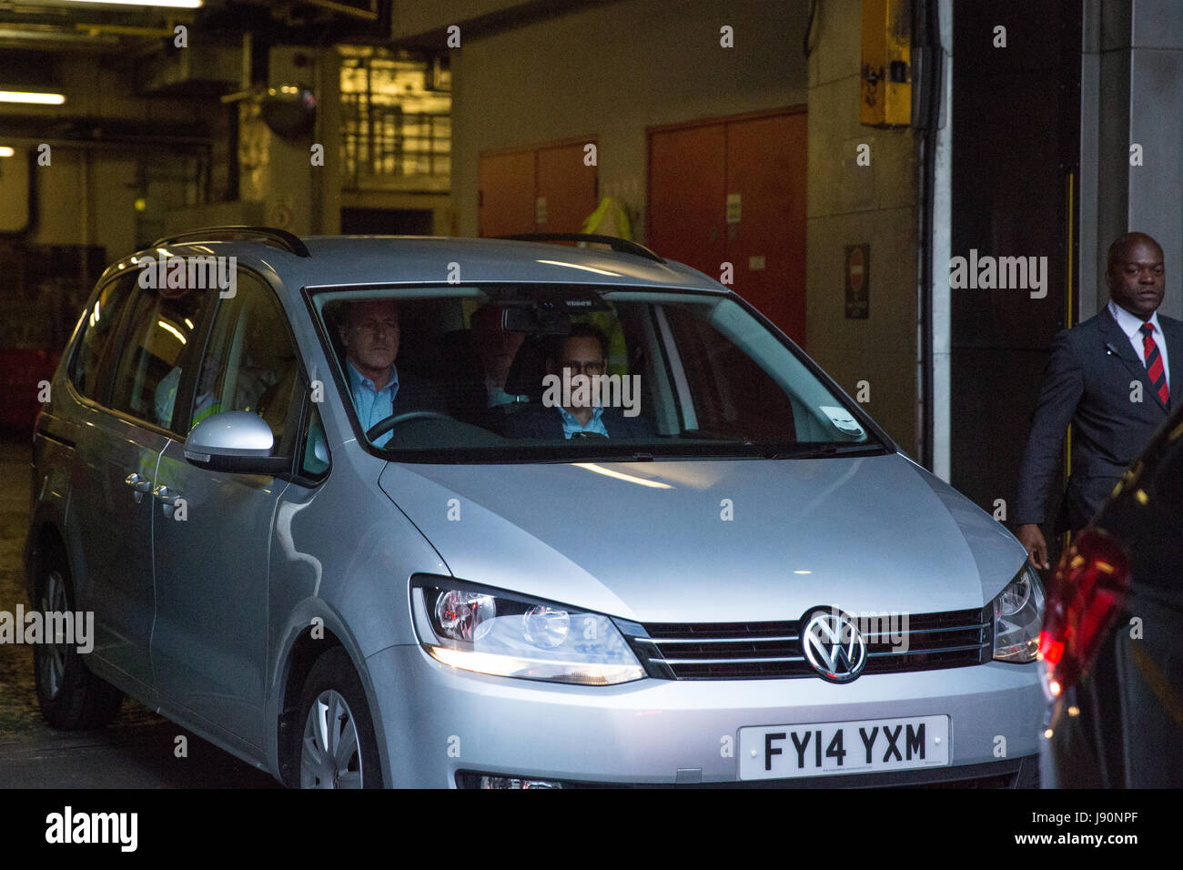 London, UK. 30th May, 2017. Jeremy Corbyn and his team leave Broadcasting House after he was interviewed on the One Show as part of the build-up to the general election on 8th June. Credit: Mark Kerrison/Alamy Live News Stock Photo